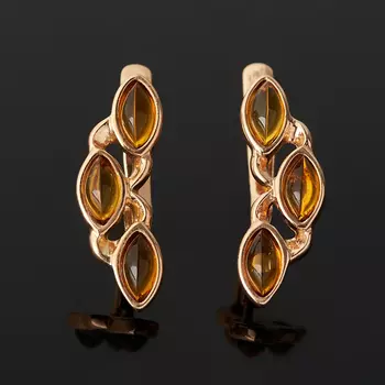 Серьги янтарь (серебро 925 пр. позолота)