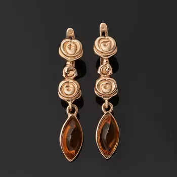 Серьги янтарь (серебро 925 пр. позолота)