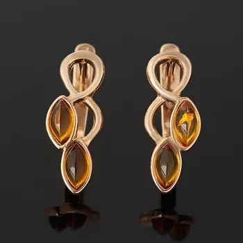Серьги янтарь (серебро 925 пр. позолота)
