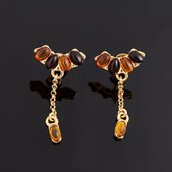 Серьги янтарь (серебро 925 пр. позолота) пуссеты