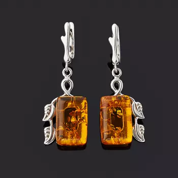 Серьги янтарь (серебро 925 пр. родир. бел.)