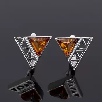 Серьги янтарь (серебро 925 пр. родир. бел.)