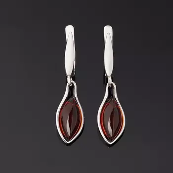 Серьги янтарь (серебро 925 пр. родир. бел.)