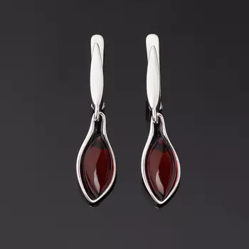 Серьги янтарь (серебро 925 пр. родир. бел.)