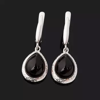 Серьги янтарь (серебро 925 пр. родир. бел.)