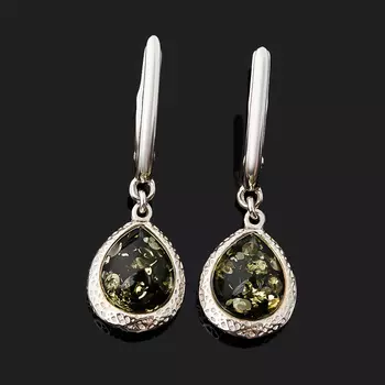 Серьги янтарь (серебро 925 пр. родир. бел.)