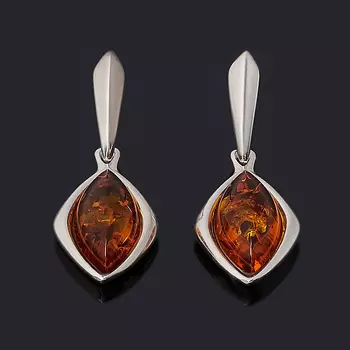 Серьги янтарь (серебро 925 пр. родир. бел.) пуссеты