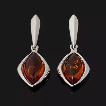 Серьги янтарь (серебро 925 пр. родир. бел.) пуссеты