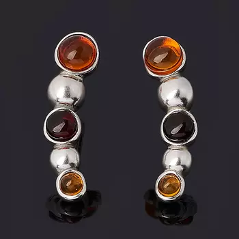 Серьги янтарь (серебро 925 пр. родир. бел.) пуссеты