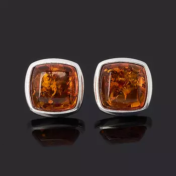 Серьги янтарь (серебро 925 пр. родир. бел.) пуссеты