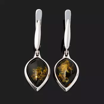 Серьги янтарь (серебро 925 пр. родир. бел.)