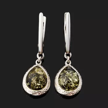 Серьги янтарь (серебро 925 пр. родир. бел.)