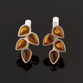 Серьги янтарь (серебро 925 пр. родир. бел.)