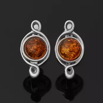 Серьги янтарь (серебро 925 пр. родир. бел.)