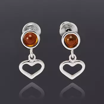 Серьги янтарь (серебро 925 пр. родир. бел.) пуссеты