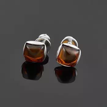 Серьги янтарь (серебро 925 пр. родир. бел.) пуссеты