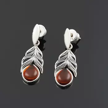 Серьги янтарь (серебро 925 пр. родир. бел.) пуссеты