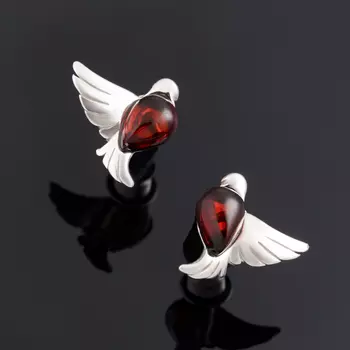 Серьги янтарь (серебро 925 пр. родир. бел.) пуссеты