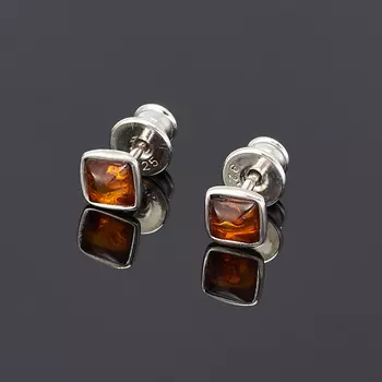 Серьги янтарь (серебро 925 пр. родир. бел.) пуссеты