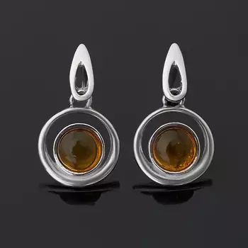 Серьги янтарь (серебро 925 пр. родир. бел.) пуссеты