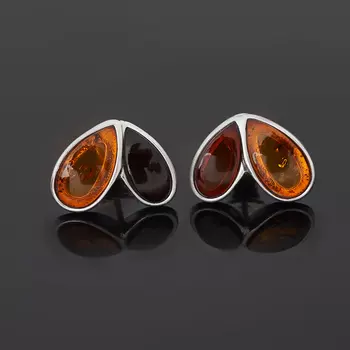 Серьги янтарь (серебро 925 пр. родир. бел.) пуссеты