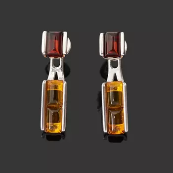 Серьги янтарь (серебро 925 пр. родир. бел.) пуссеты