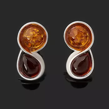 Серьги янтарь (серебро 925 пр. родир. бел.) пуссеты