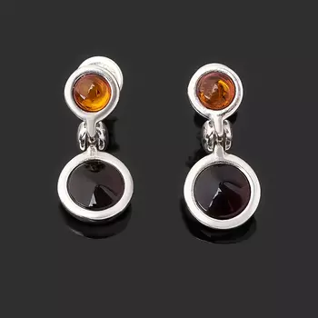 Серьги янтарь (серебро 925 пр. родир. бел.) пуссеты