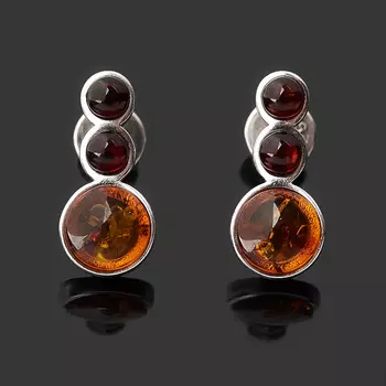 Серьги янтарь (серебро 925 пр. родир. бел.) пуссеты
