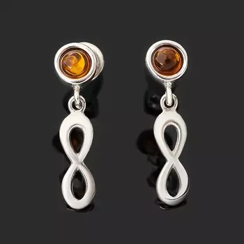 Серьги янтарь (серебро 925 пр. родир. бел.) пуссеты