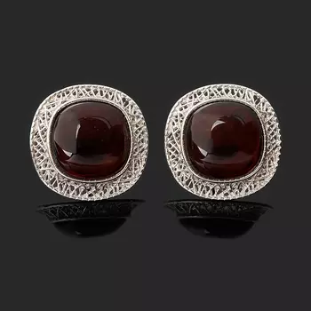 Серьги янтарь (серебро 925 пр. родир. бел.) пуссеты