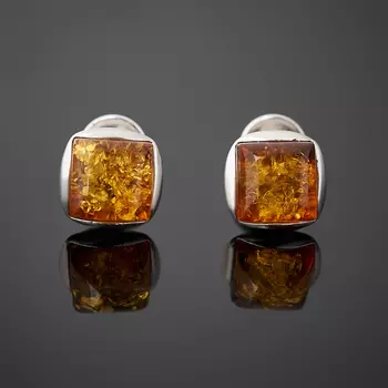 Серьги янтарь (серебро 925 пр. родир. бел.) пуссеты