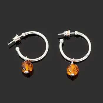 Серьги янтарь (серебро 925 пр. родир. бел.) пуссеты