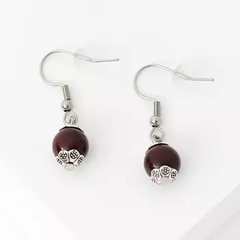 Серьги яшма красная (биж. сплав, сталь хир.)
