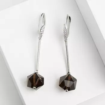 Серьги раухтопаз (биж. сплав родир. бел.) огранка