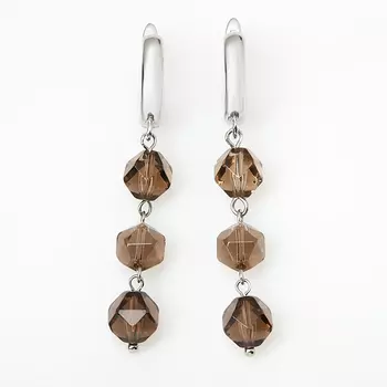 Серьги раухтопаз (биж. сплав родир. бел.) огранка