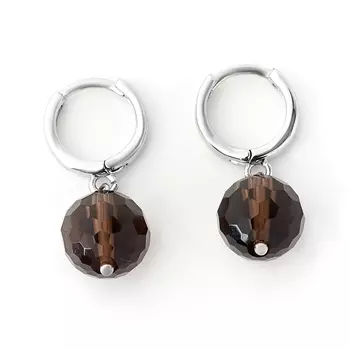 Серьги раухтопаз (биж. сплав родир. бел.) огранка