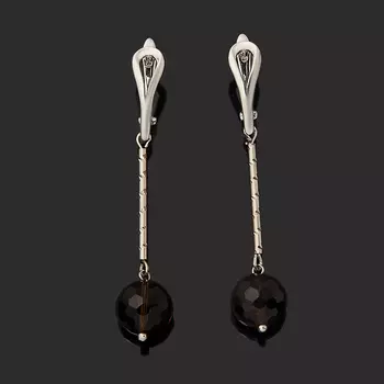 Серьги раухтопаз (биж. сплав родир. бел.) огранка