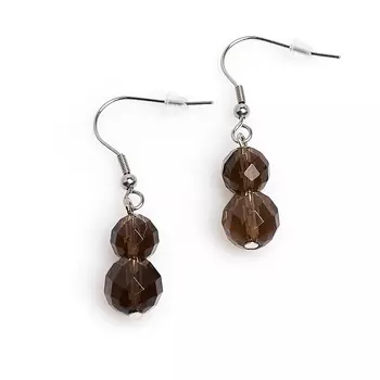 Серьги раухтопаз (биж. сплав, сталь хир.) огранка