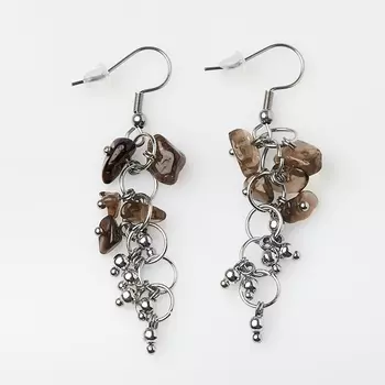 Серьги раухтопаз (биж. сплав, сталь хир.)