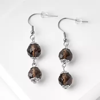 Серьги раухтопаз (биж. сплав, сталь хир.) огранка