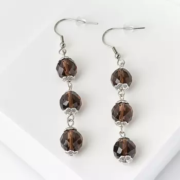 Серьги раухтопаз (биж. сплав, сталь хир.) огранка