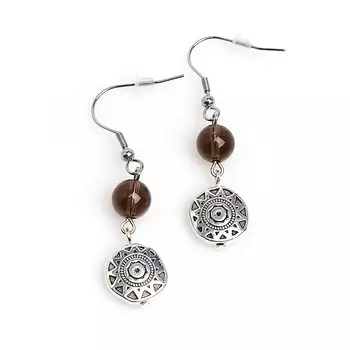 Серьги раухтопаз (биж. сплав, сталь хир.)