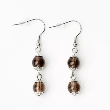 Серьги раухтопаз (биж. сплав, сталь хир.)