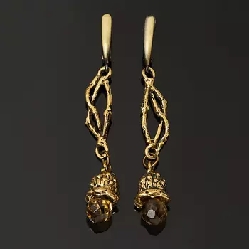 Серьги раухтопаз (бронза) огранка