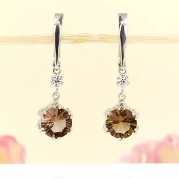 Серьги раухтопаз огранка (серебро 925 пр.)