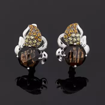 Серьги раухтопаз огранка (серебро 925 пр.)