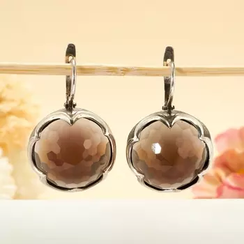 Серьги раухтопаз огранка (серебро 925 пр.)