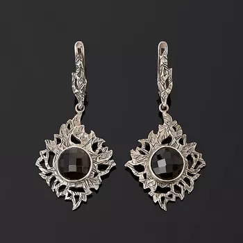 Серьги раухтопаз огранка (серебро 925 пр.)