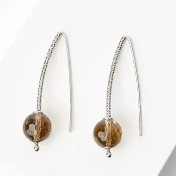 Серьги раухтопаз огранка (серебро 925 пр.)